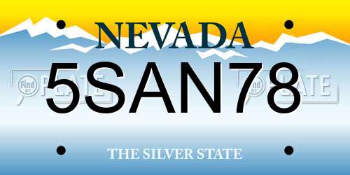 5SAN78 Nevada License Plate