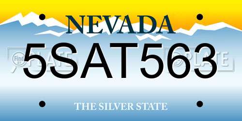 5SAT563 Nevada License Plate