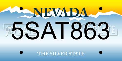 5SAT863 Nevada License Plate