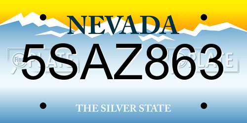 5SAZ863 Nevada License Plate
