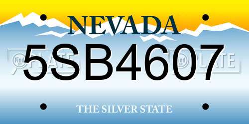 5SB4607 Nevada License Plate