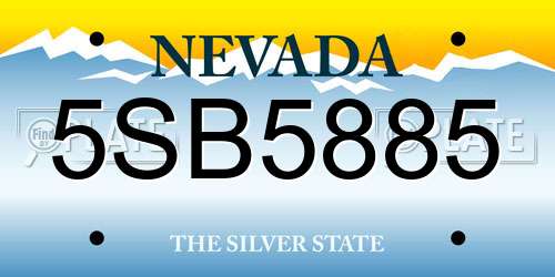 5SB5885 Nevada License Plate