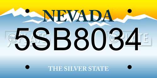 5SB8034 Nevada License Plate