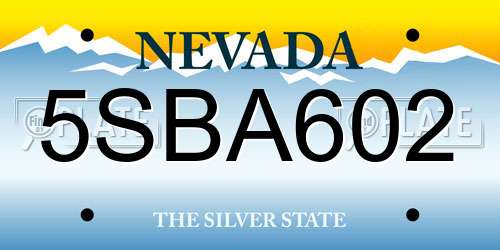 5SBA602 Nevada License Plate