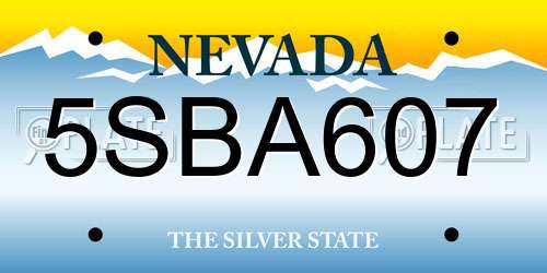5SBA607 Nevada License Plate