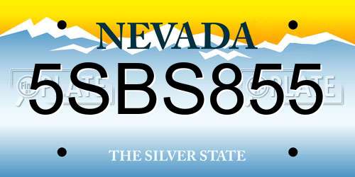 5SBS855 Nevada License Plate