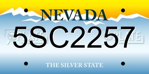 5SC2257 Nevada License Plate