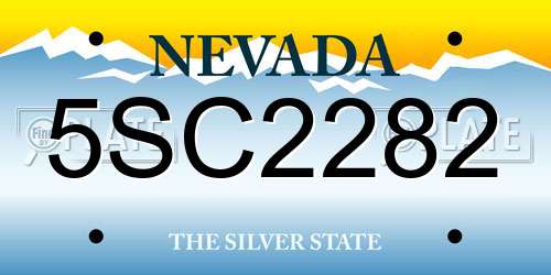 5SC2282 Nevada License Plate