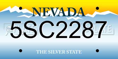 5SC2287 Nevada License Plate