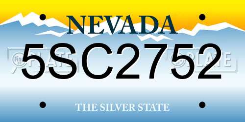 5SC2752 Nevada License Plate