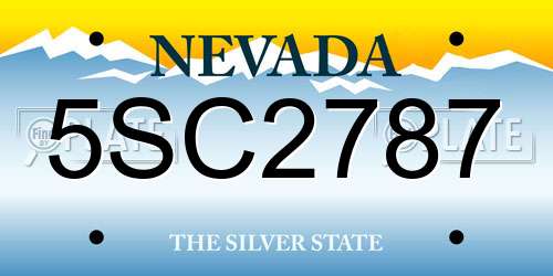 5SC2787 Nevada License Plate