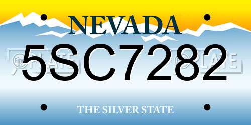 5SC7282 Nevada License Plate