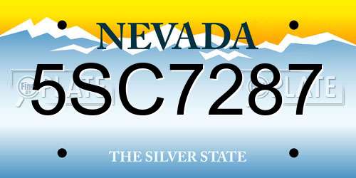 5SC7287 Nevada License Plate