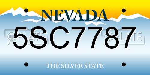 5SC7787 Nevada License Plate