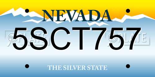 5SCT757 Nevada License Plate