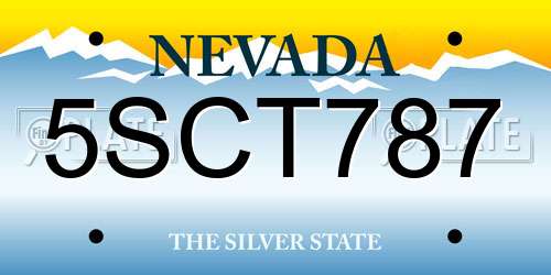 5SCT787 Nevada License Plate