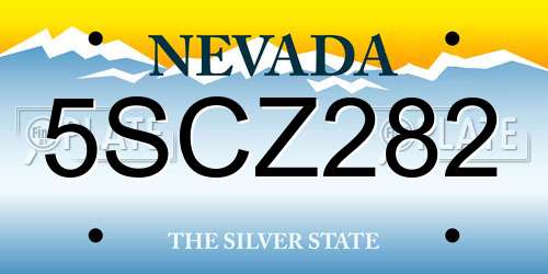 5SCZ282 Nevada License Plate