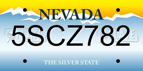5SCZ782 Nevada License Plate