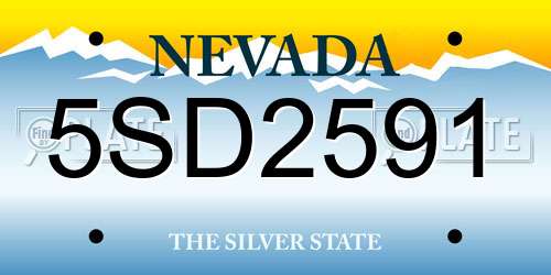 5SD2591 Nevada License Plate