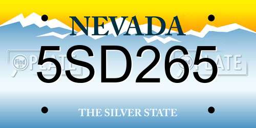 5SD265 Nevada License Plate