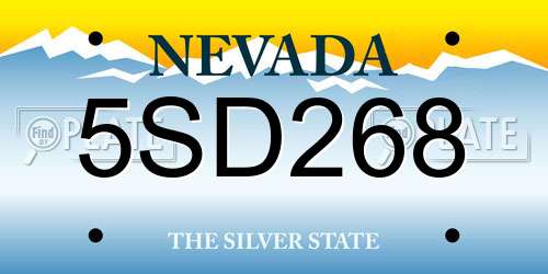 5SD268 Nevada License Plate