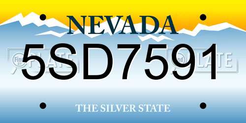 5SD7591 Nevada License Plate