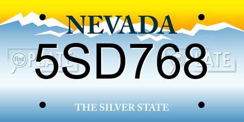 5SD768 Nevada License Plate