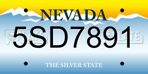 5SD7891 Nevada License Plate