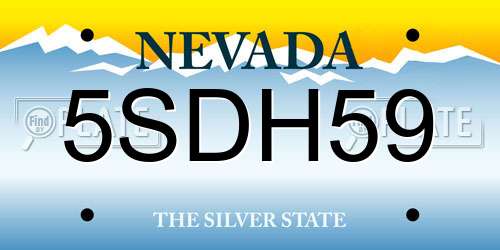 5SDH59 Nevada License Plate