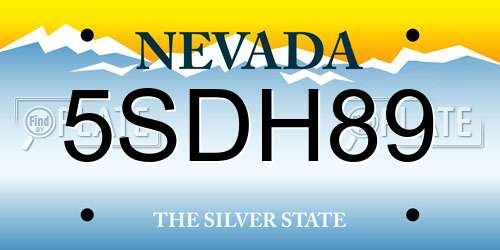 5SDH89 Nevada License Plate