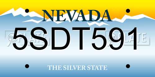 5SDT591 Nevada License Plate
