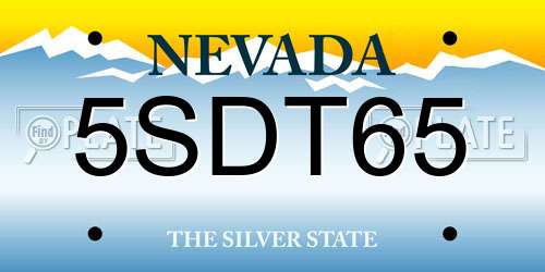 5SDT65 Nevada License Plate