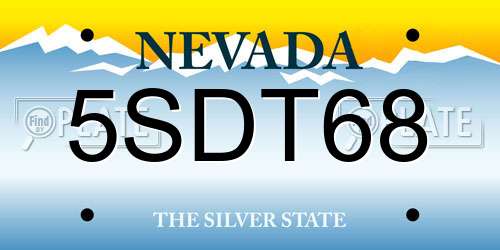 5SDT68 Nevada License Plate