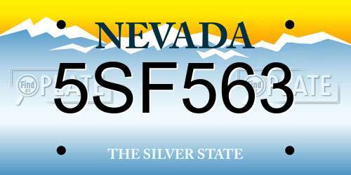 5SF563 Nevada License Plate
