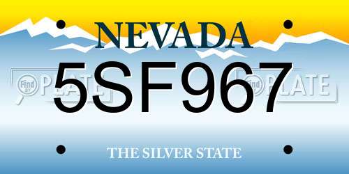 5SF967 Nevada License Plate