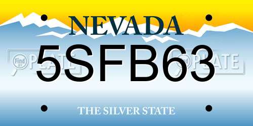 5SFB63 Nevada License Plate