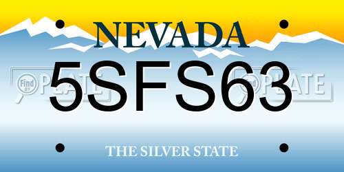 5SFS63 Nevada License Plate
