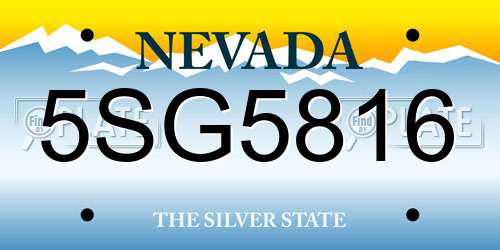 5SG5816 Nevada License Plate