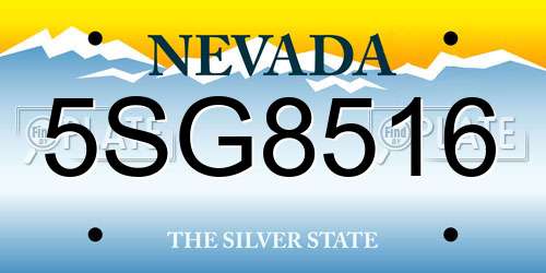 5SG8516 Nevada License Plate