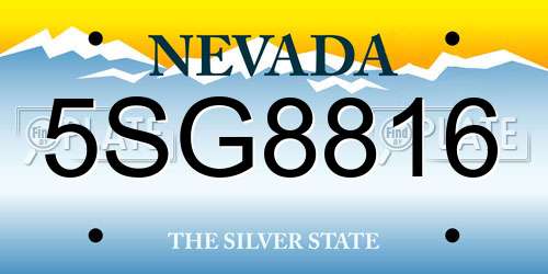 5SG8816 Nevada License Plate