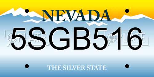 5SGB516 Nevada License Plate