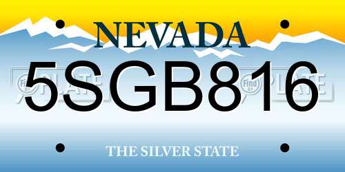 5SGB816 Nevada License Plate
