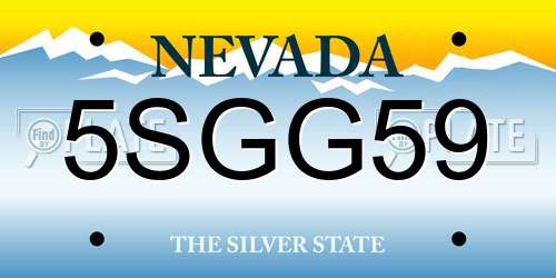 5SGG59 Nevada License Plate