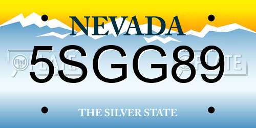 5SGG89 Nevada License Plate