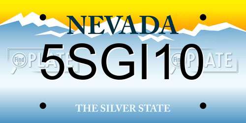 5SGI10 Nevada License Plate