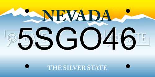 5SGO46 Nevada License Plate