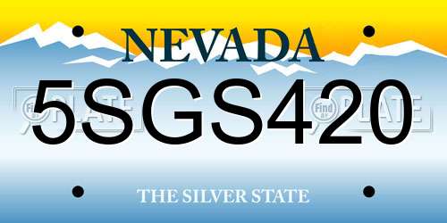 5SGS420 Nevada License Plate