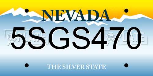 5SGS470 Nevada License Plate