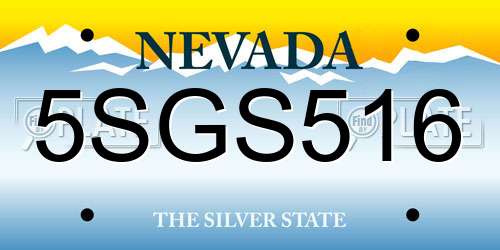 5SGS516 Nevada License Plate