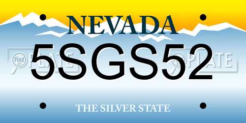 5SGS52 Nevada License Plate